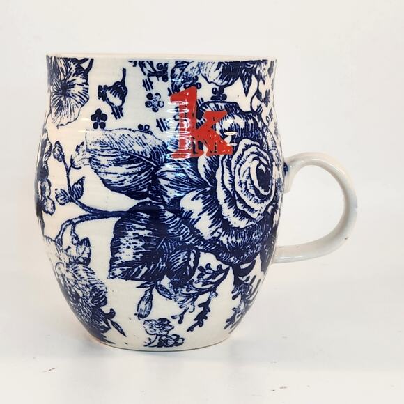 Anthropologie Homegrown Letter "k" Monogram Initial Mug Blue, Red & White - Picture 1 of 7